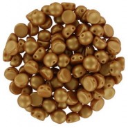 Czech 2-hole Cabochon beads 6mm Alabaster Metallic Gold